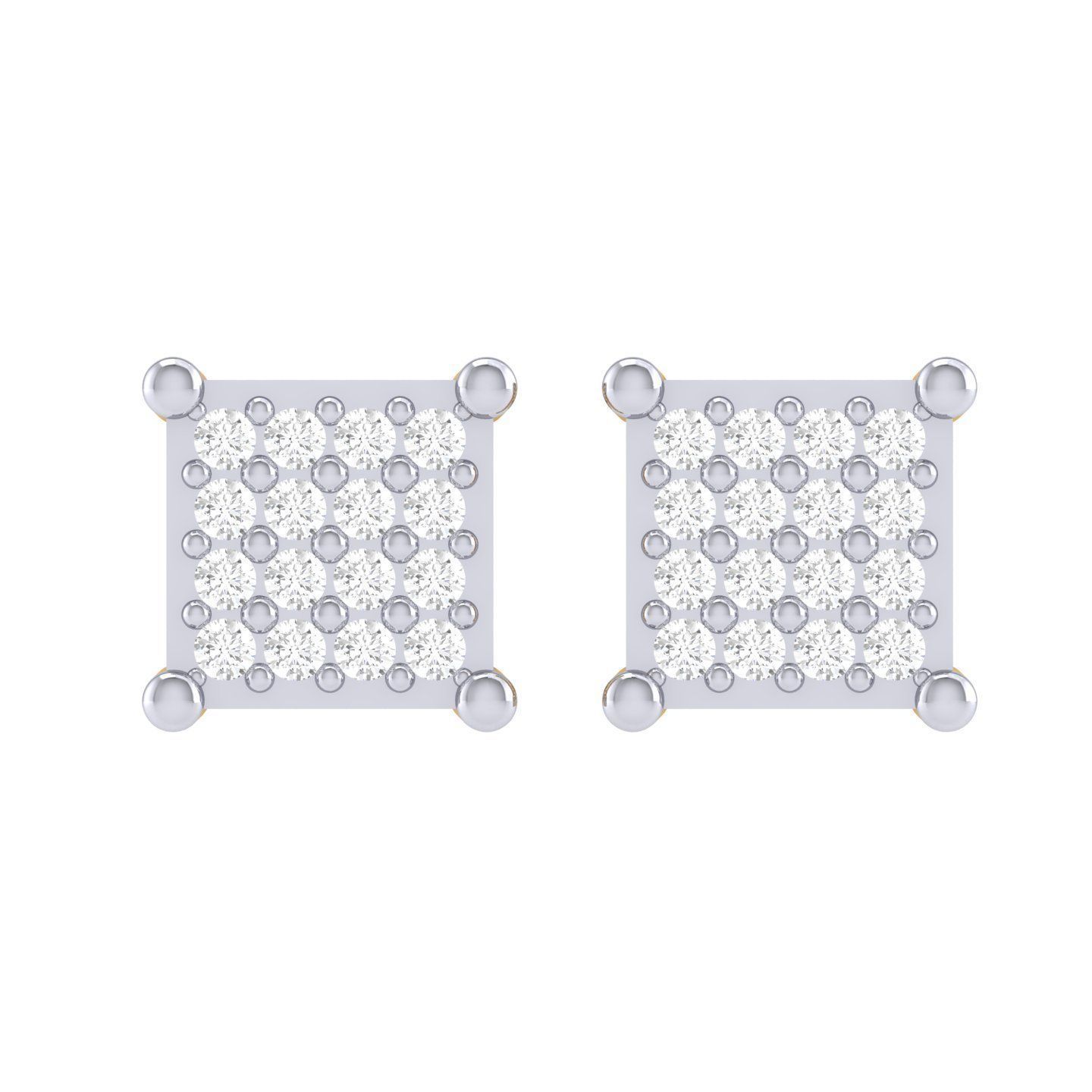 Women Square Earrings 3dm stl render detail 3D print model_6