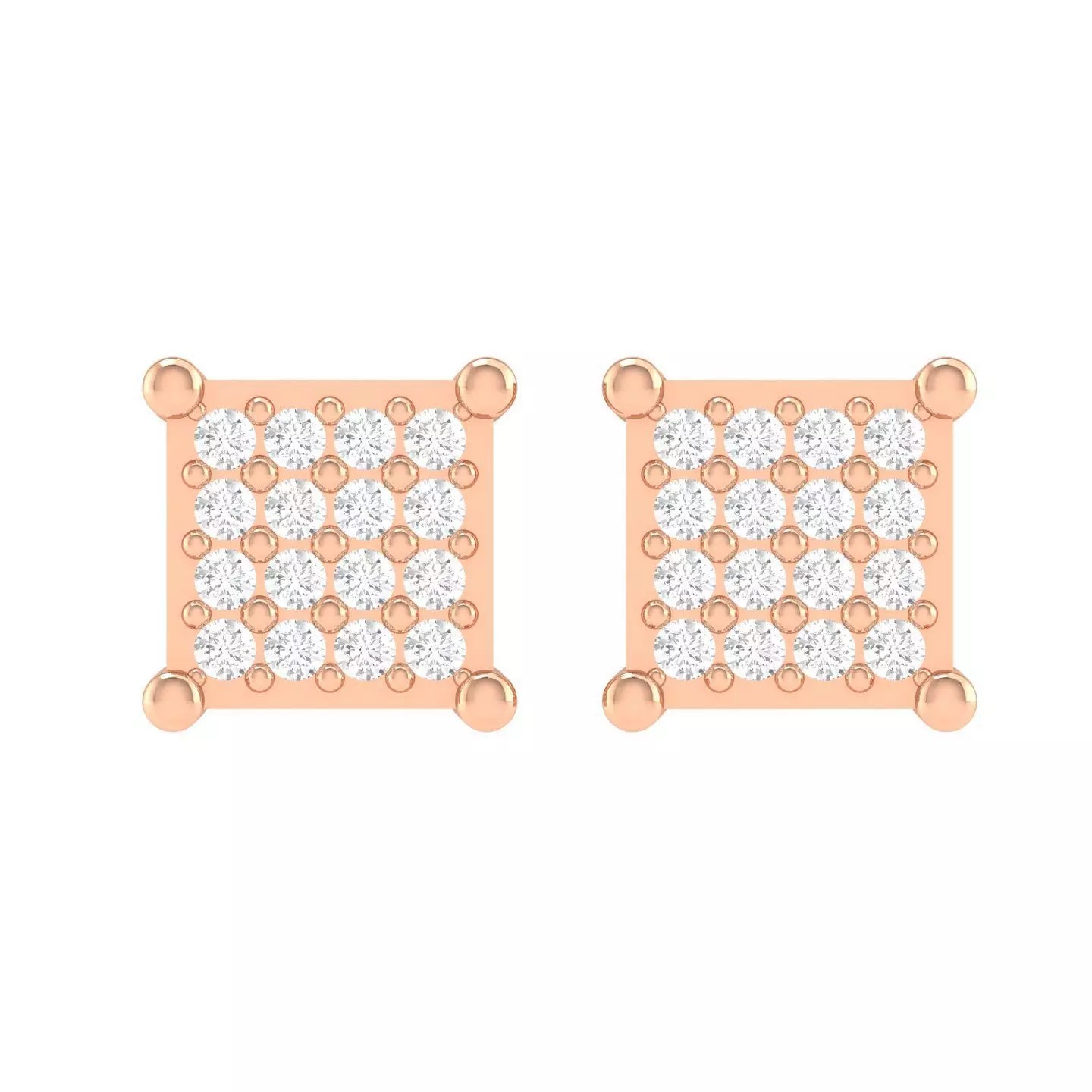 Women Square Earrings 3dm stl render detail 3D print model_0