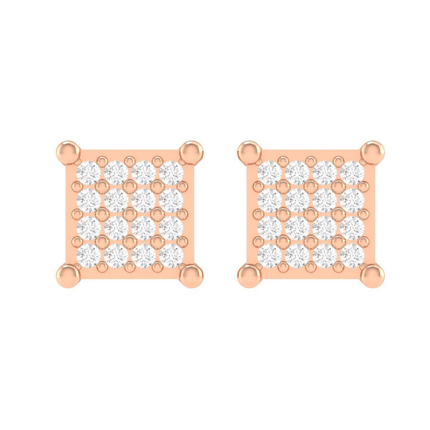 Women Square Earrings 3dm stl render detail