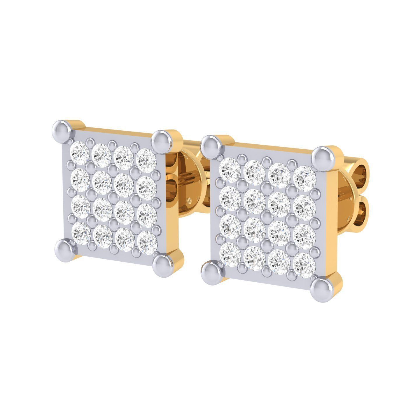 Women Square Earrings 3dm stl render detail 3D print model_8