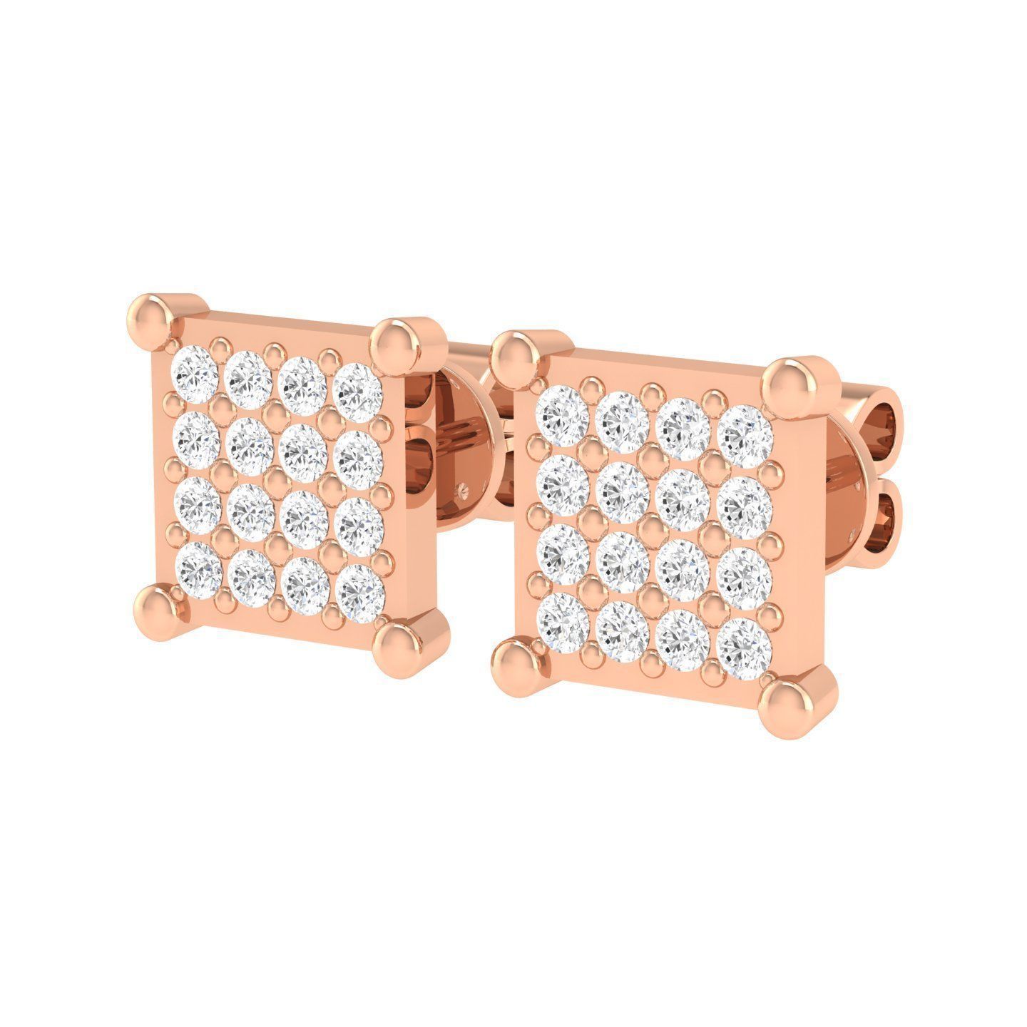 Women Square Earrings 3dm stl render detail 3D print model_2