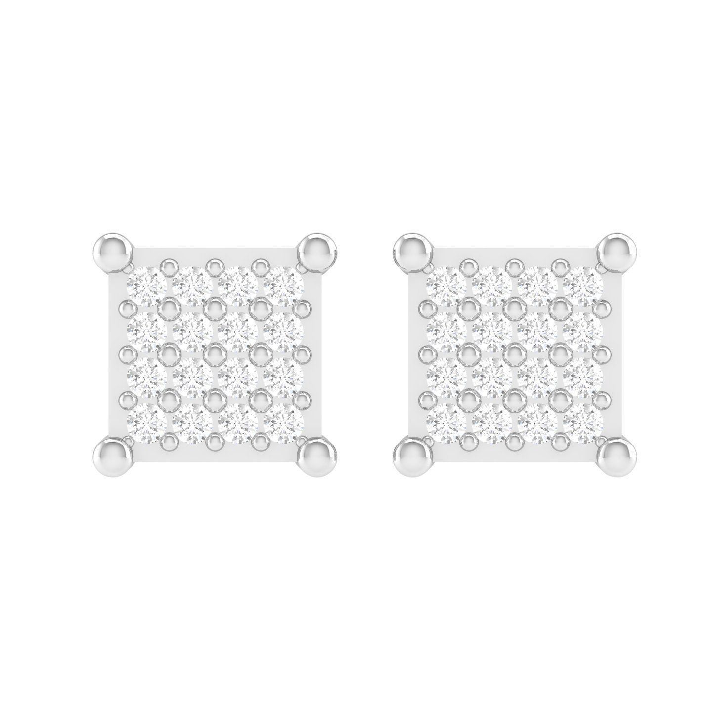 Women Square Earrings 3dm stl render detail 3D print model_3