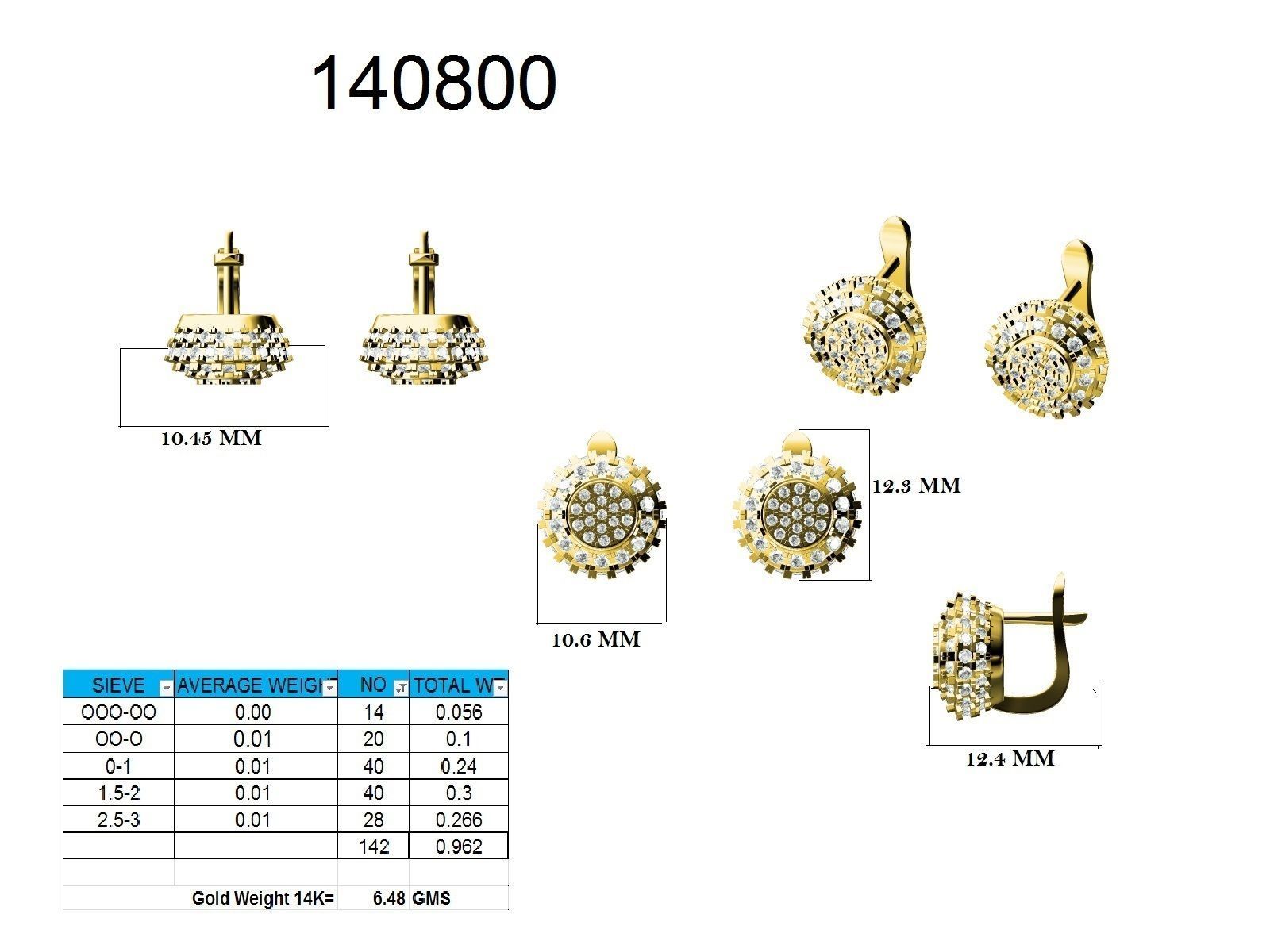 Women Round  Earrings 3dm stl render detail 3D print model_9