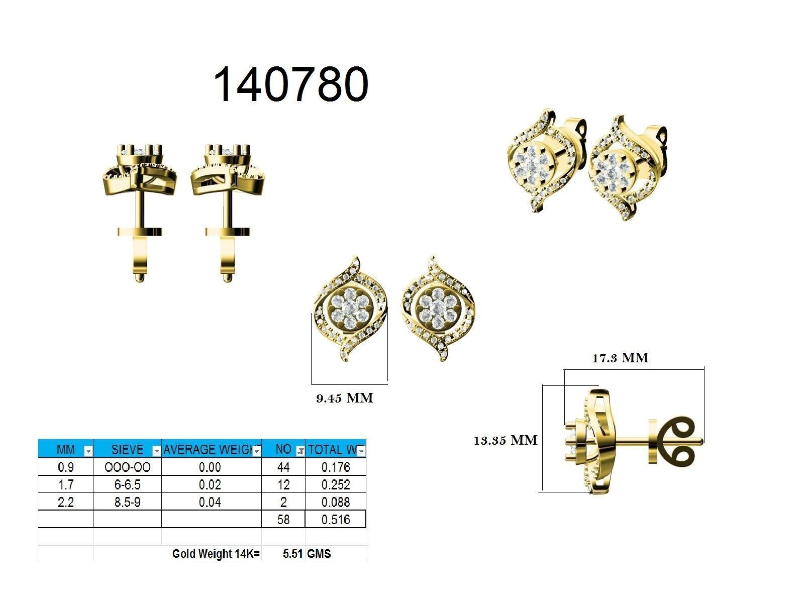 Women Earrings 3dm stl render detail 3D print model_9
