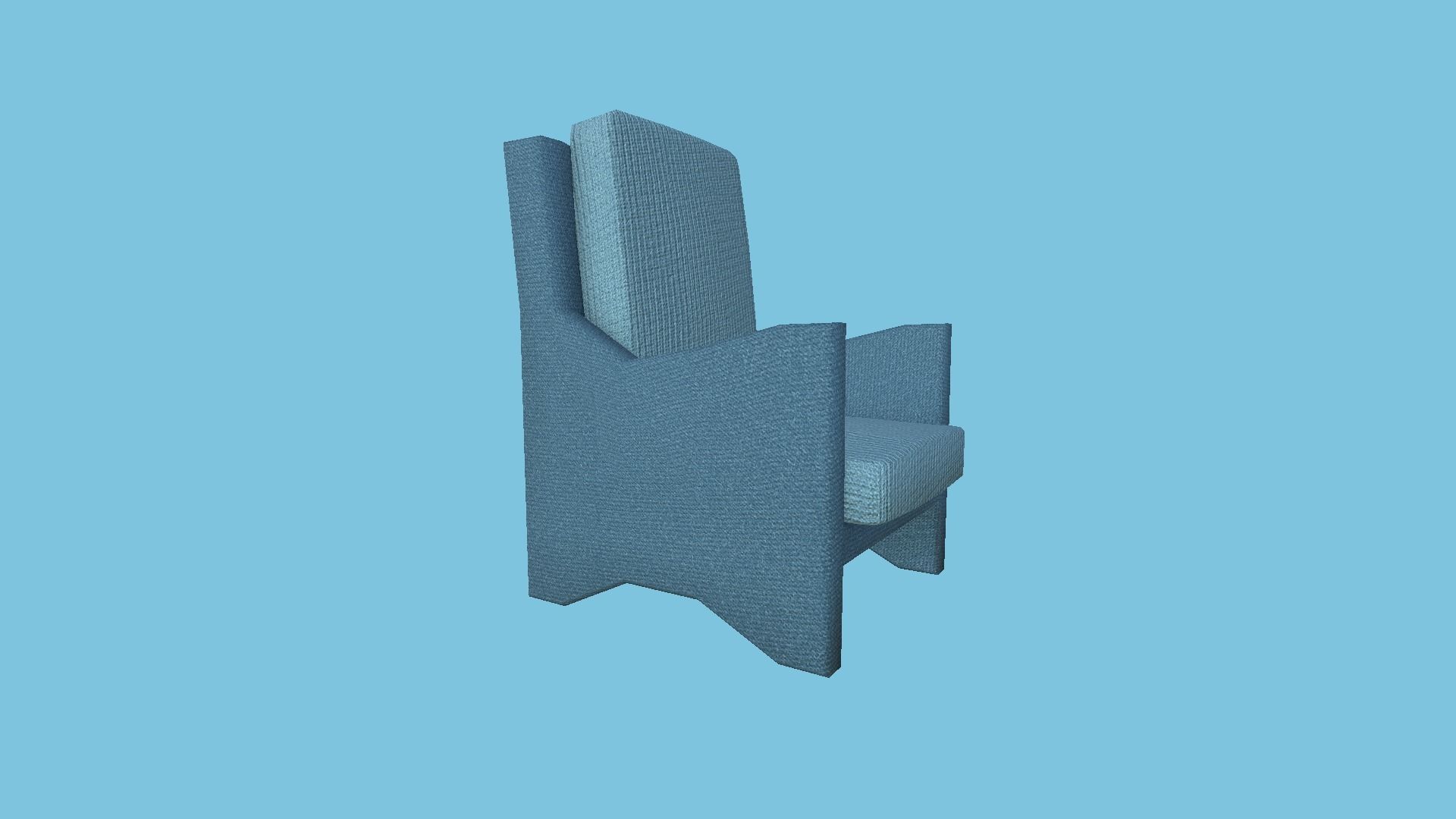 Blue Fabric Armchair - Furniture Interior Design Low-poly 3D model_4