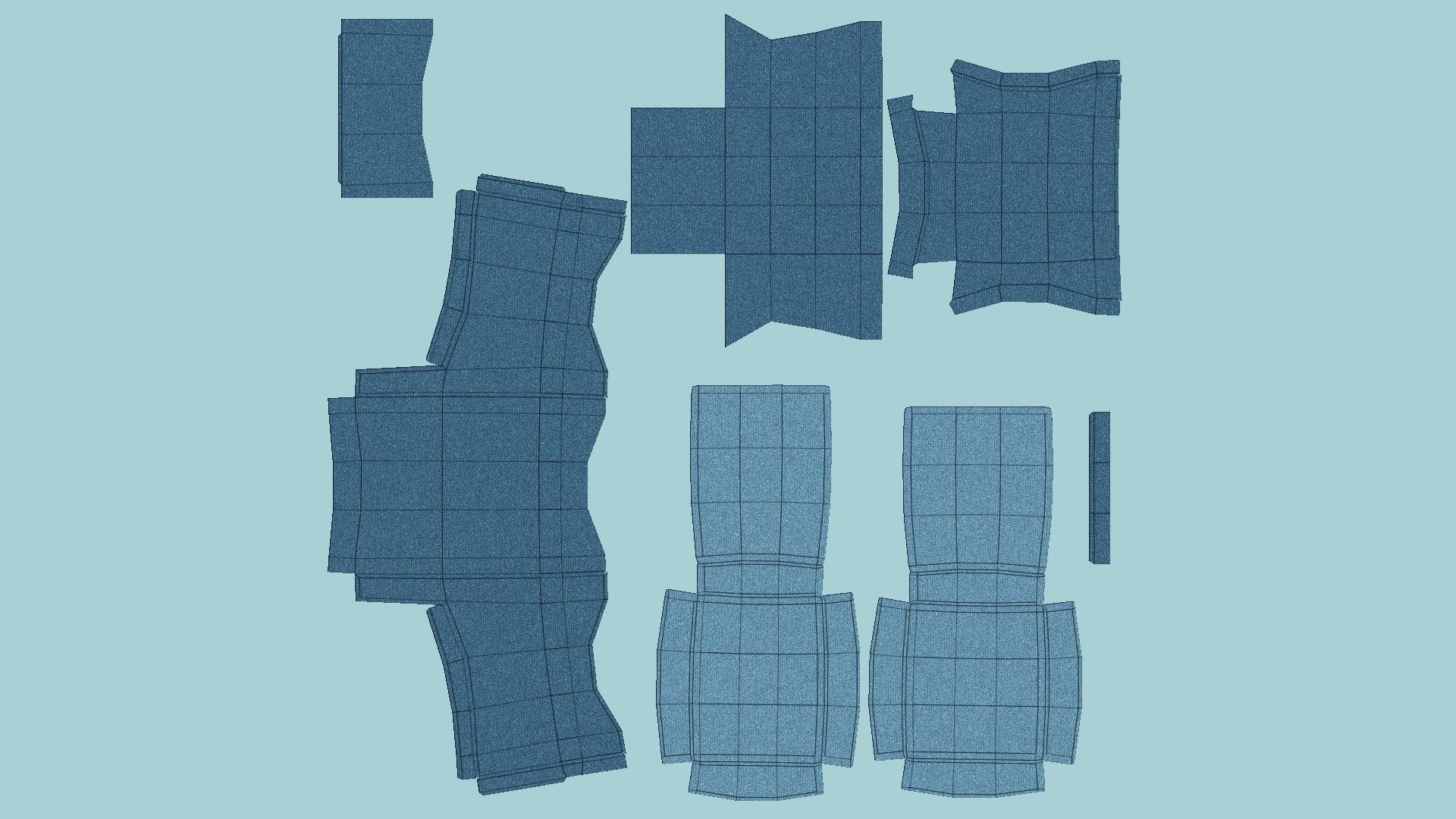 Blue Fabric Armchair - Furniture Interior Design Low-poly 3D model_5