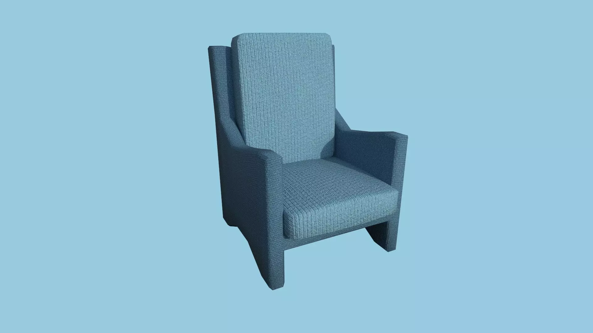 Blue Fabric Armchair - Furniture Interior Design Low-poly 3D model_0