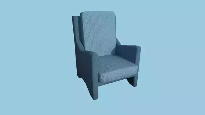 Blue Fabric Armchair - Furniture Interior Design Low-poly 3D model