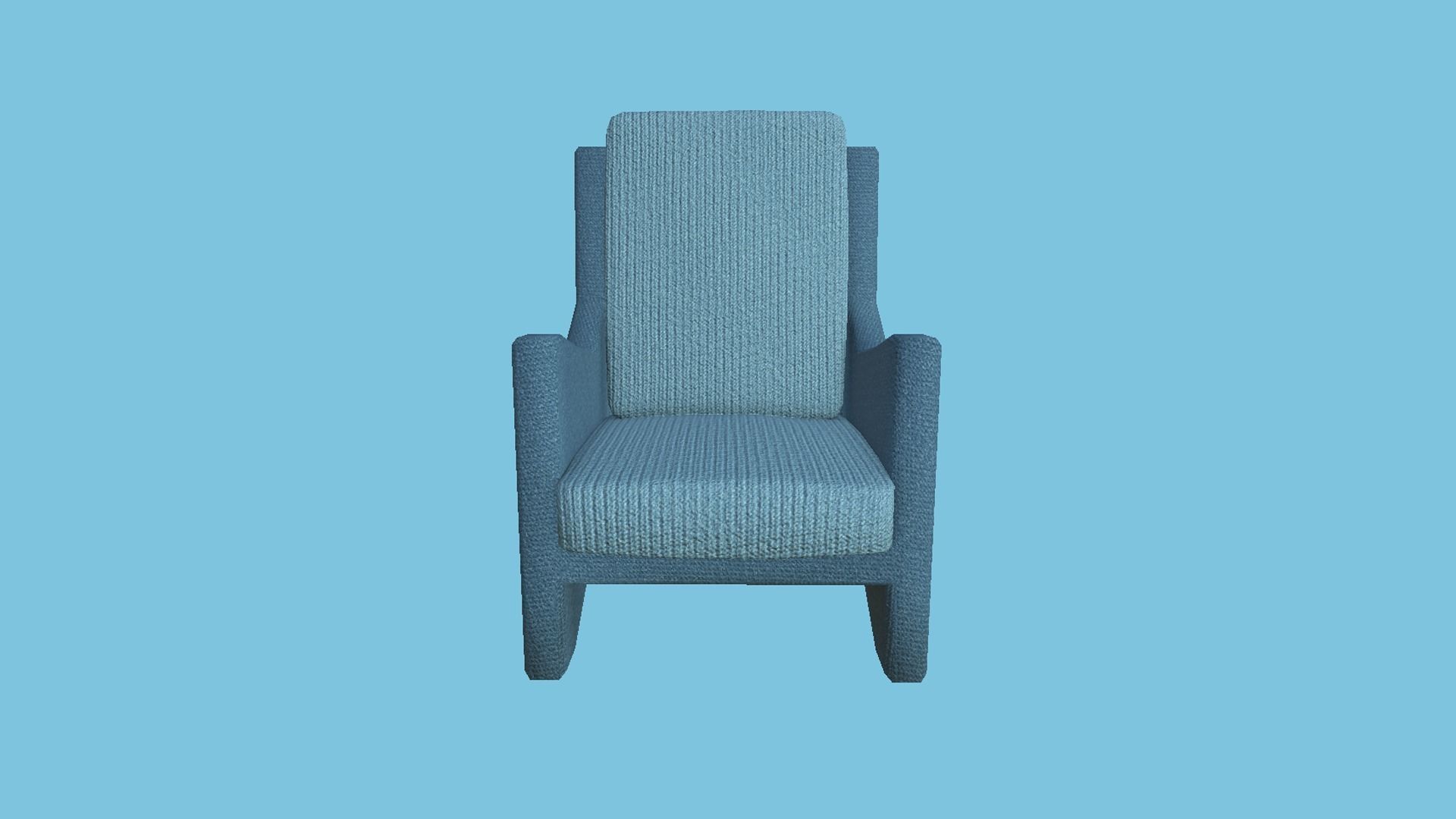Blue Fabric Armchair - Furniture Interior Design Low-poly 3D model_2