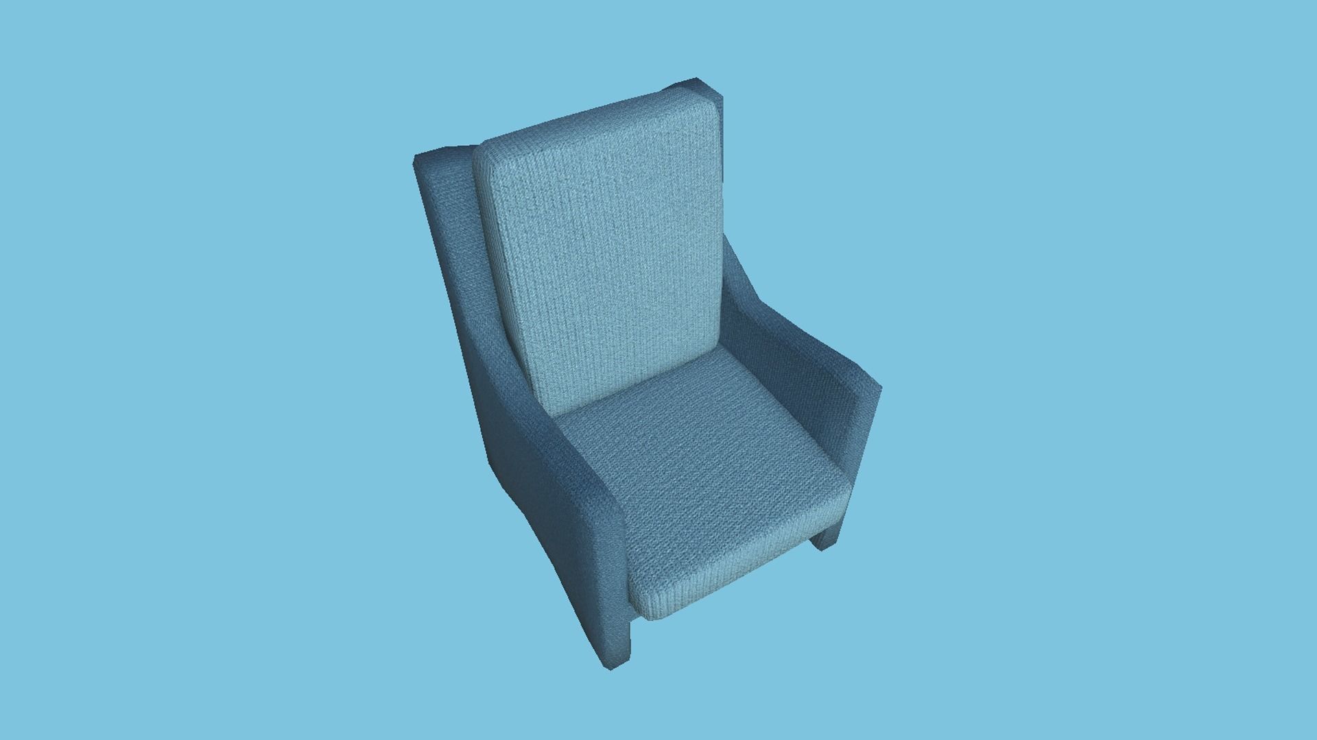 Blue Fabric Armchair - Furniture Interior Design Low-poly 3D model_1