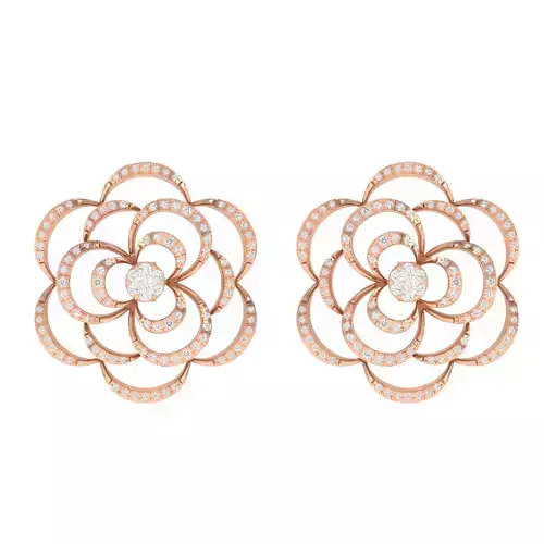 Women Flower Earrings 3dm stl render detail