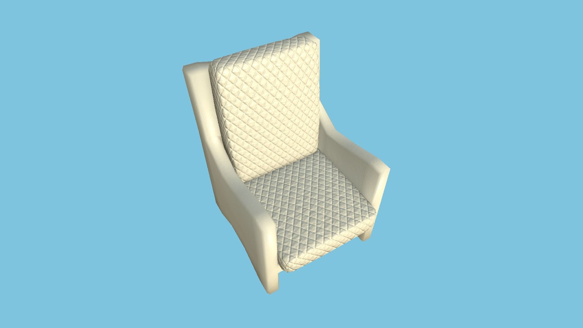 Beige Leather Armchair - Furniture Interior Design Low-poly 3D model_1