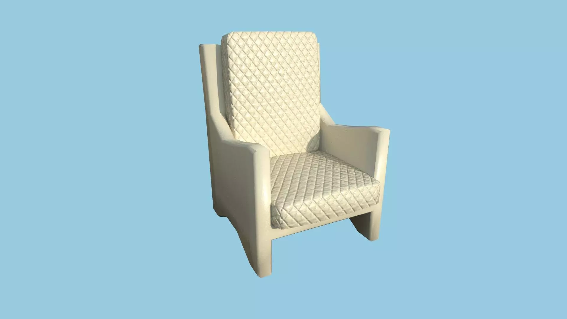 Beige Leather Armchair - Furniture Interior Design Low-poly 3D model_0