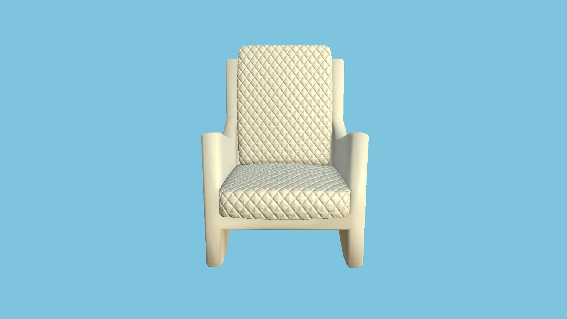 Beige Leather Armchair - Furniture Interior Design Low-poly 3D model_2
