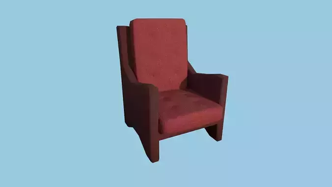 Red Fabric Armchair - Furniture Interior Design Low-poly 3D model