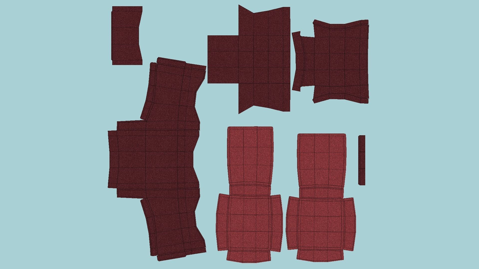 Red Fabric Armchair - Furniture Interior Design Low-poly 3D model_5