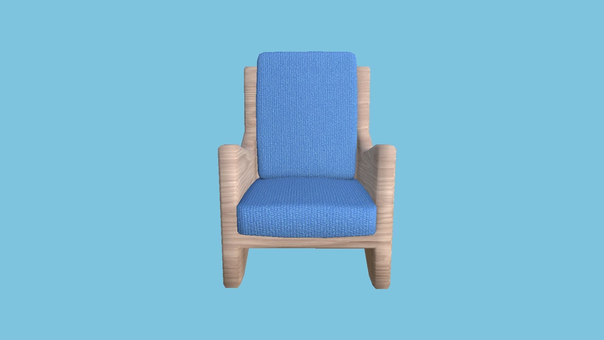 Wood Blue Armchair - Furniture Interior Design Low-poly 3D model_2