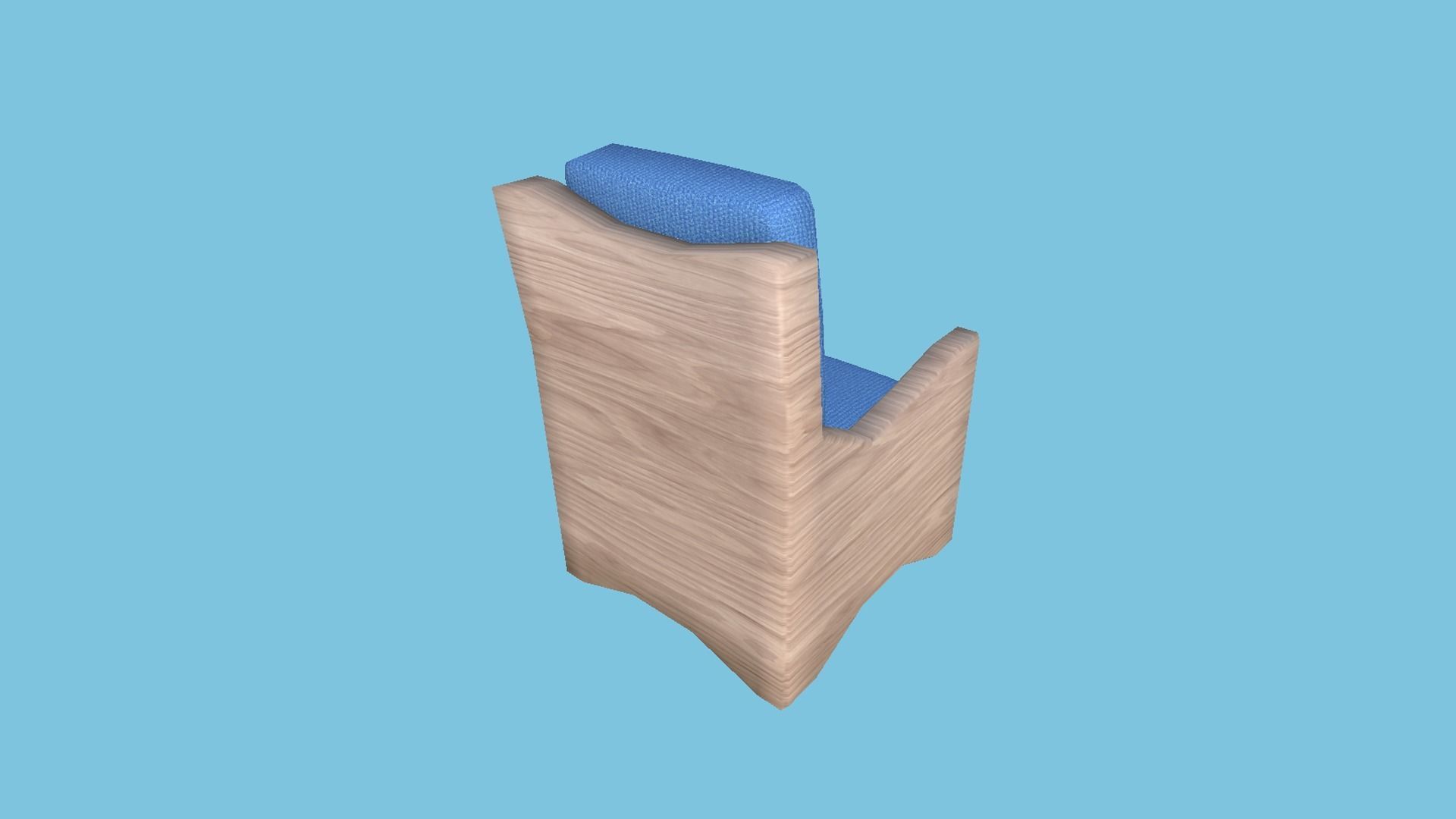 Wood Blue Armchair - Furniture Interior Design Low-poly 3D model_3