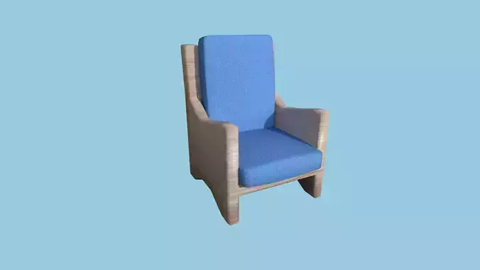 Wood Blue Armchair - Furniture Interior Design Low-poly 3D model