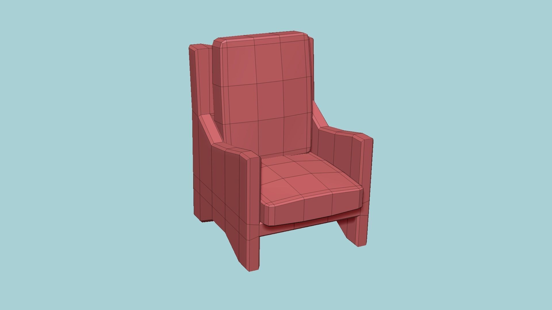 Yellow Plaid Armchair - Furniture Interior Design Low-poly 3D model_8