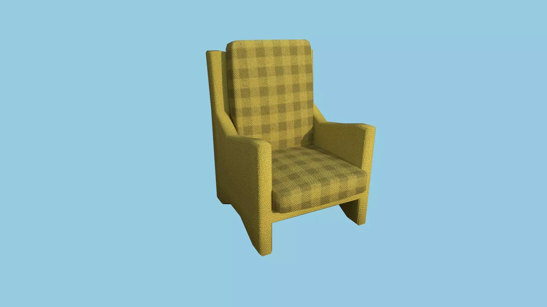 Yellow Plaid Armchair - Furniture Interior Design Low-poly 3D model_0