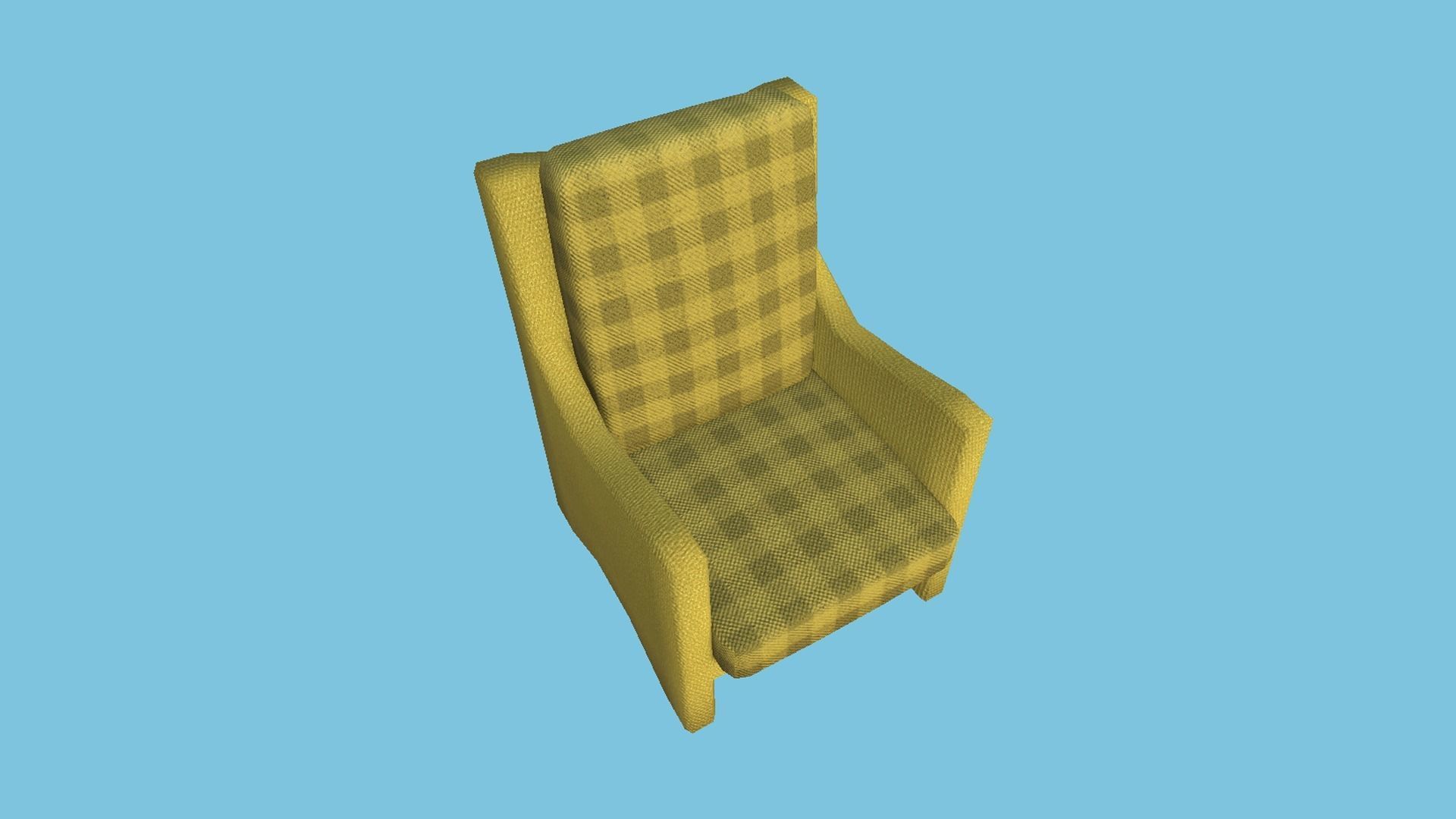 Yellow Plaid Armchair - Furniture Interior Design Low-poly 3D model_1