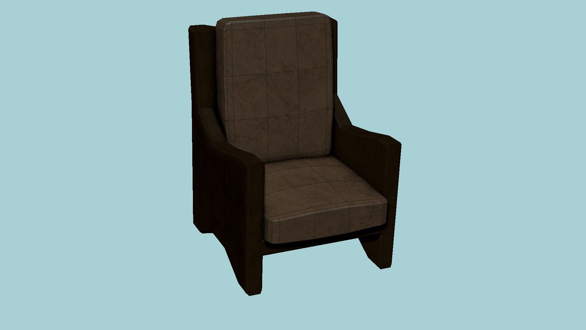 Brown Leather Armchair - Furniture Interior Design Low-poly 3D model_6