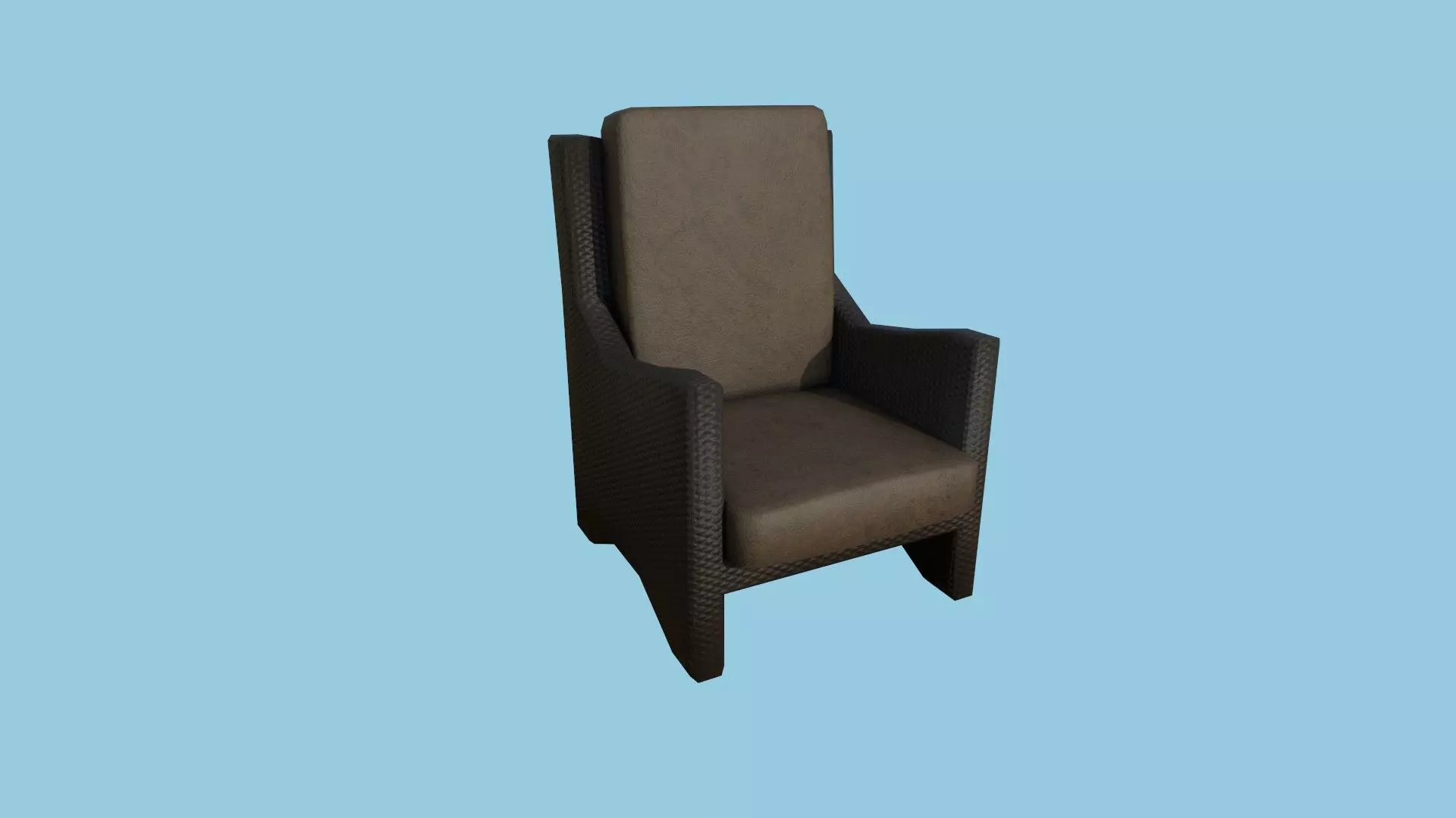 Brown Leather Armchair - Furniture Interior Design Low-poly 3D model_0