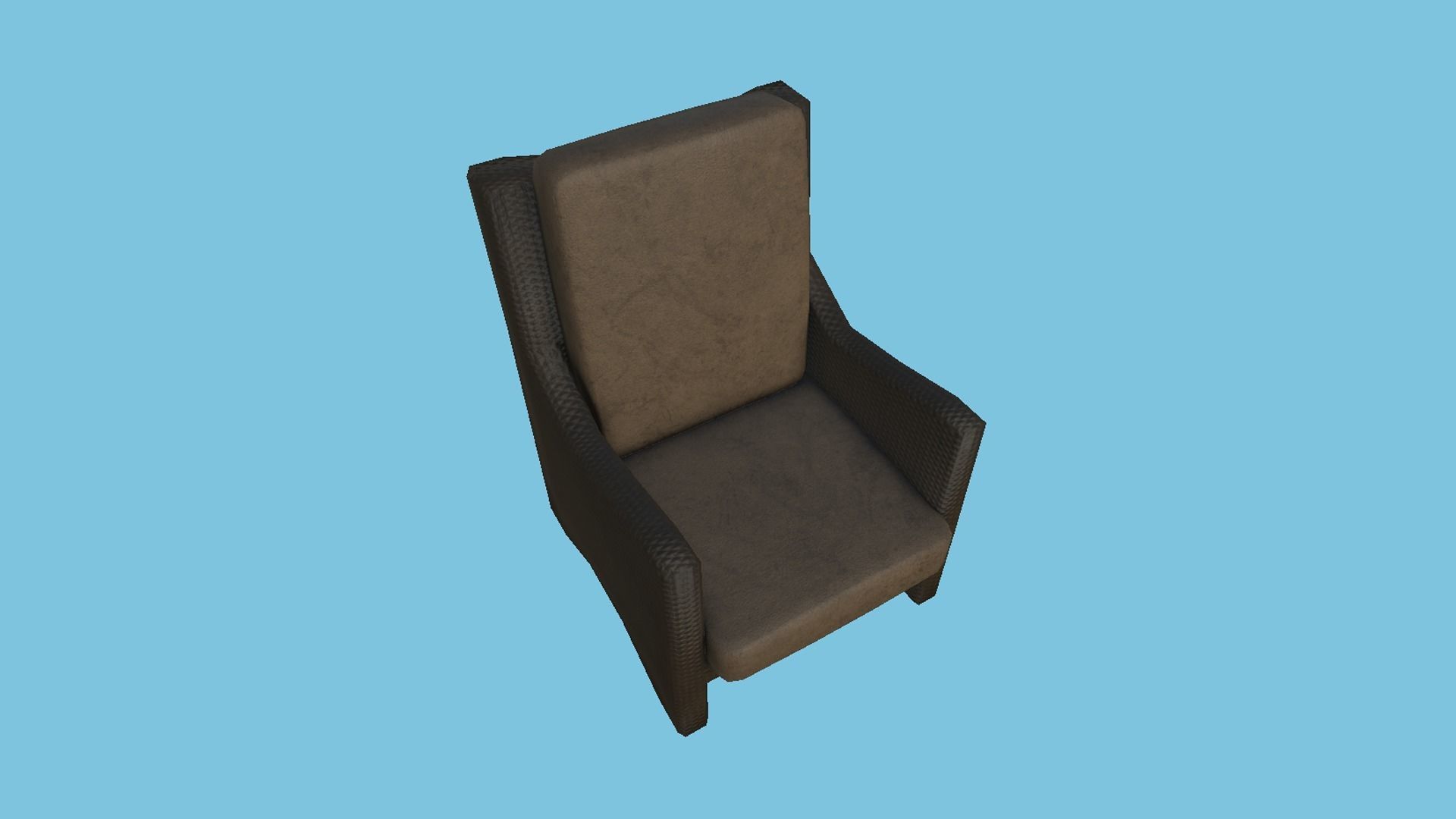 Brown Leather Armchair - Furniture Interior Design Low-poly 3D model_1