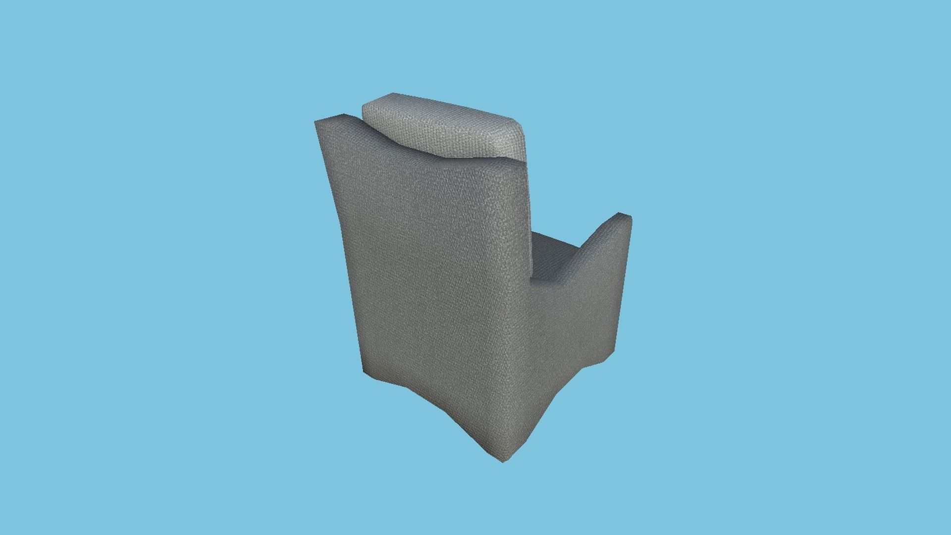 Gray Fabric Armchair - Furniture Interior Design Low-poly 3D model_3