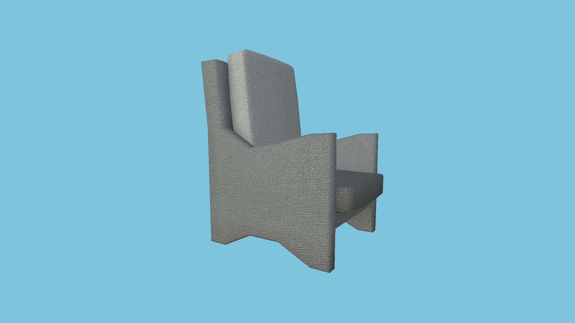 Gray Fabric Armchair - Furniture Interior Design Low-poly 3D model_4