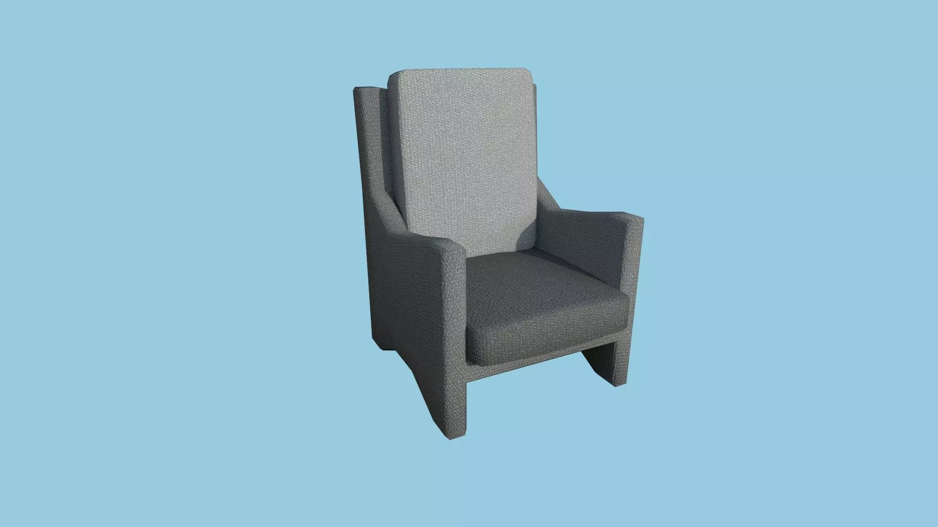 Gray Fabric Armchair - Furniture Interior Design Low-poly 3D model_0