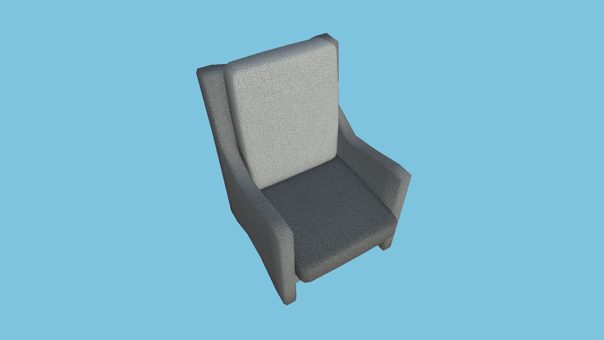 Gray Fabric Armchair - Furniture Interior Design Low-poly 3D model_1