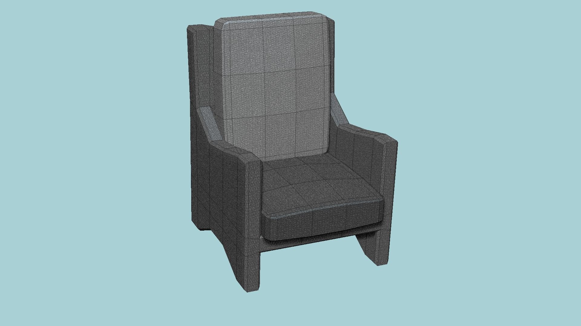 Gray Fabric Armchair - Furniture Interior Design Low-poly 3D model_6