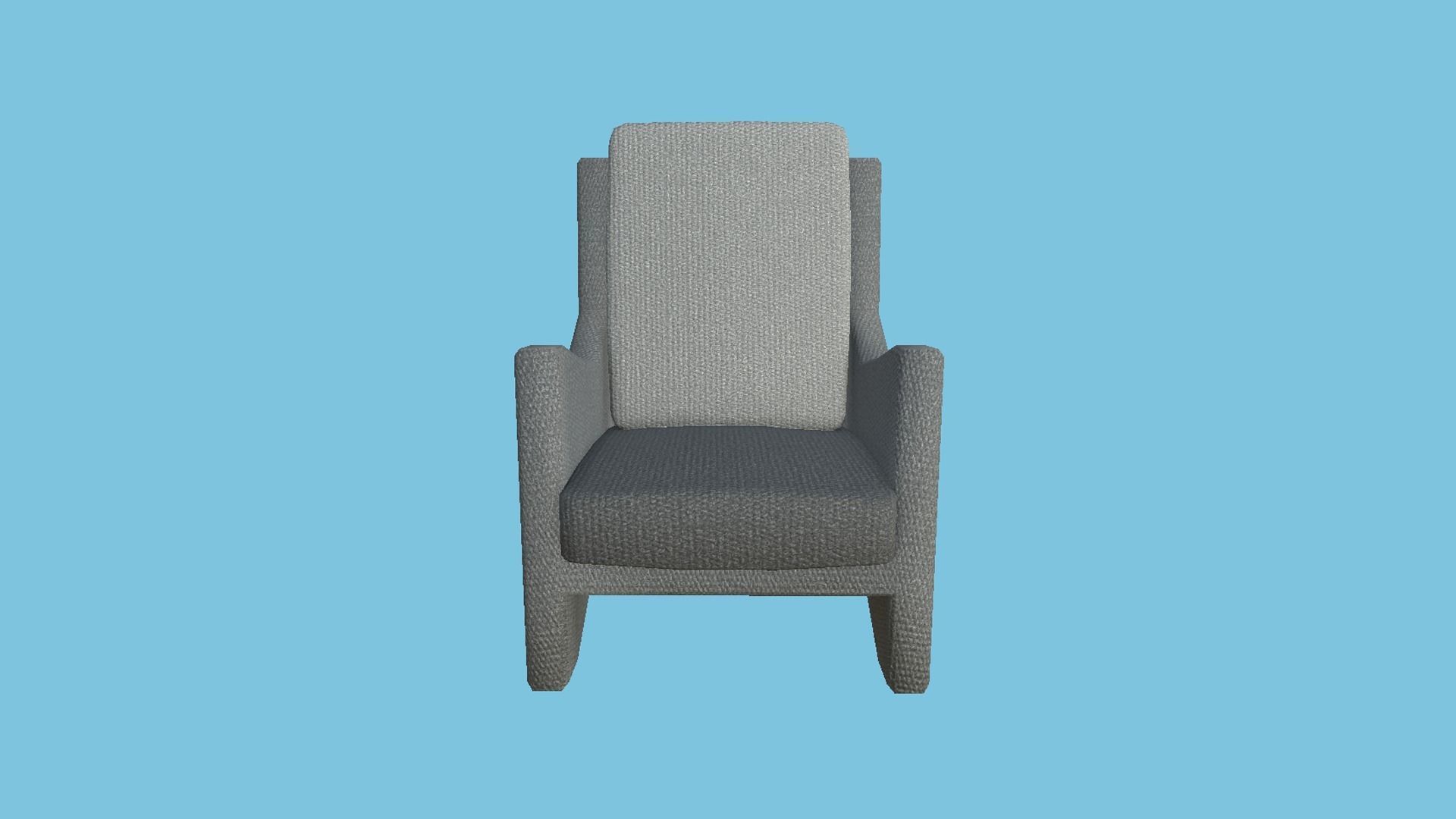 Gray Fabric Armchair - Furniture Interior Design Low-poly 3D model_2