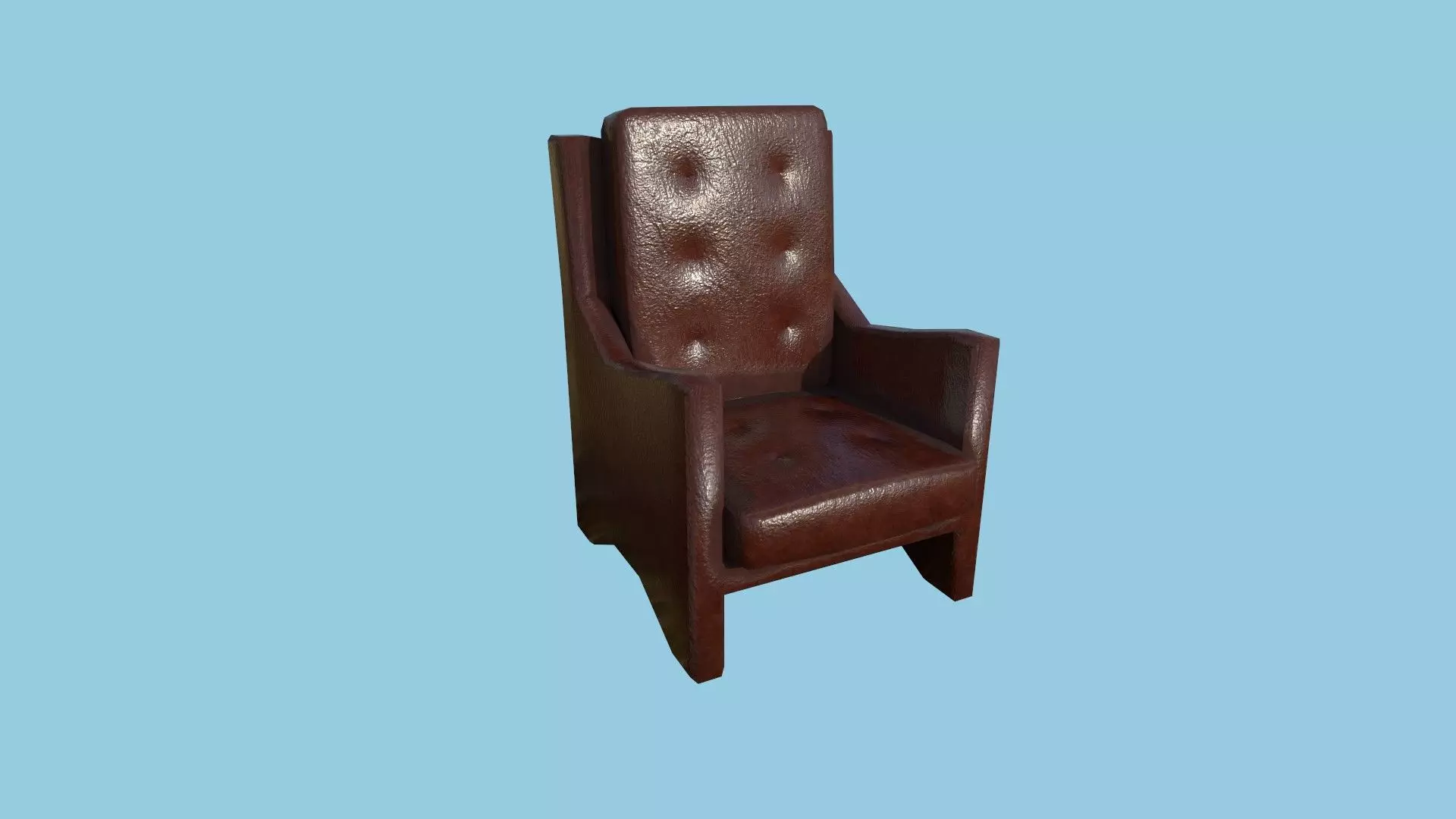 Shine Leather Armchair - Furniture Interior Design Low-poly 3D model_0