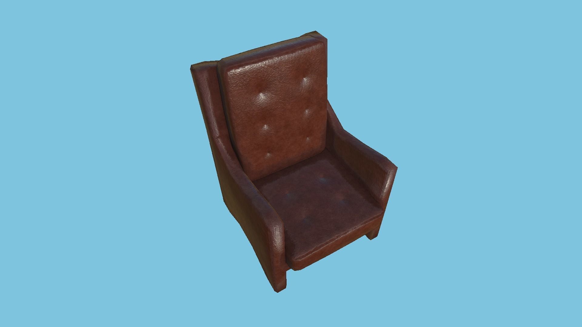 Shine Leather Armchair - Furniture Interior Design Low-poly 3D model_1
