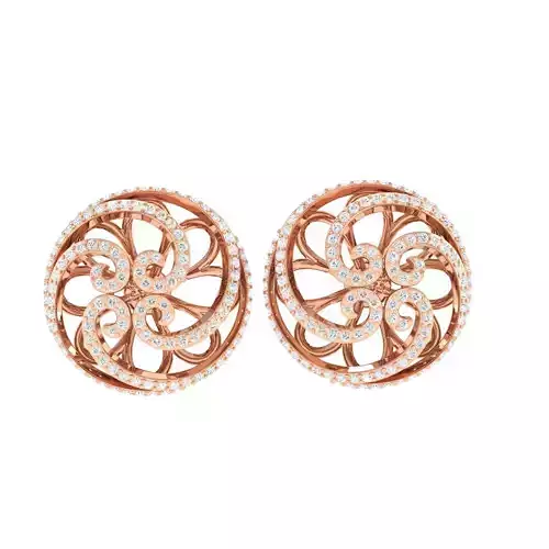 Women Round  Earrings 3dm stl render detail