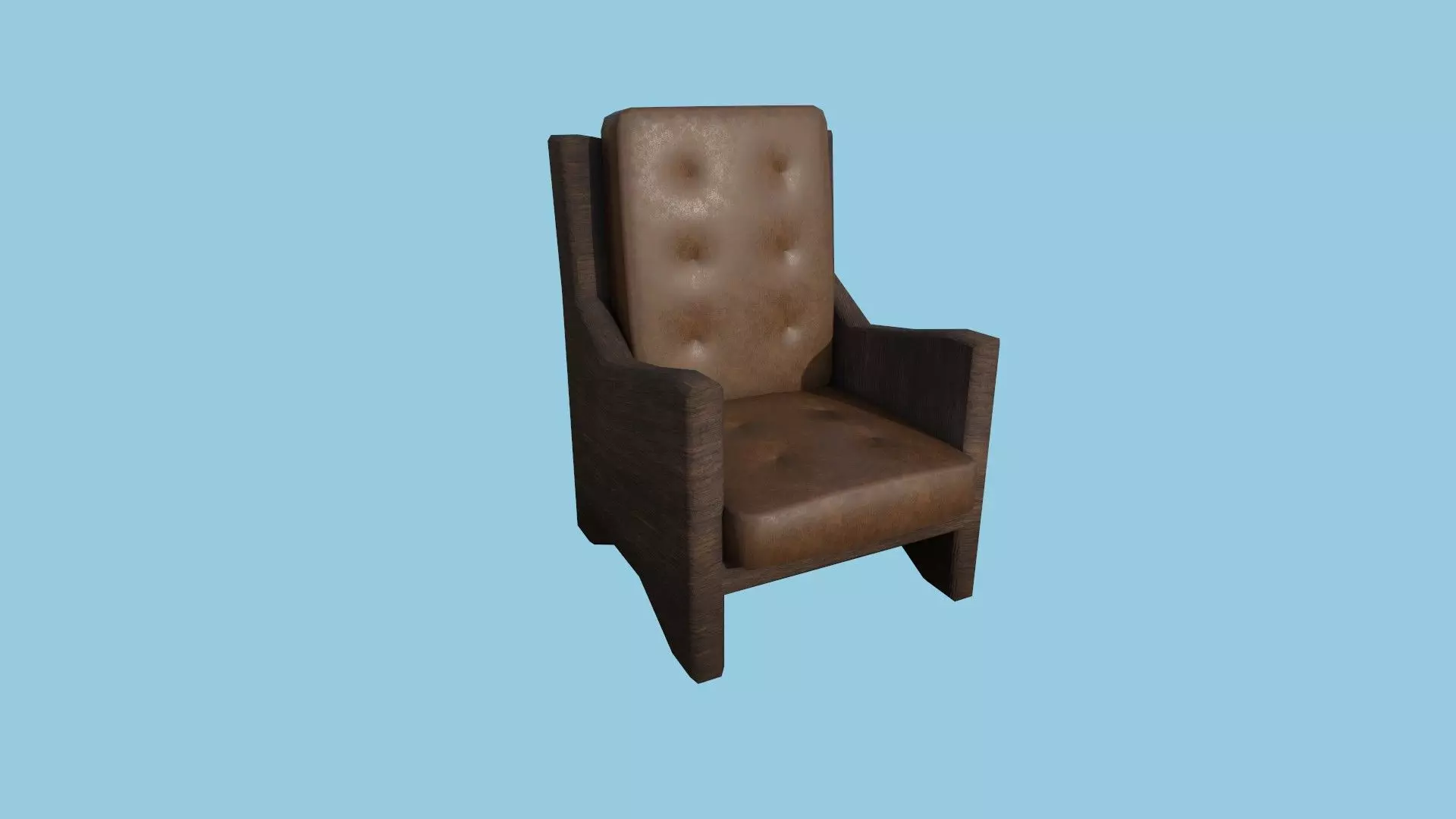 Brown Leather Armchair - Furniture Interior Design Low-poly 3D model_0