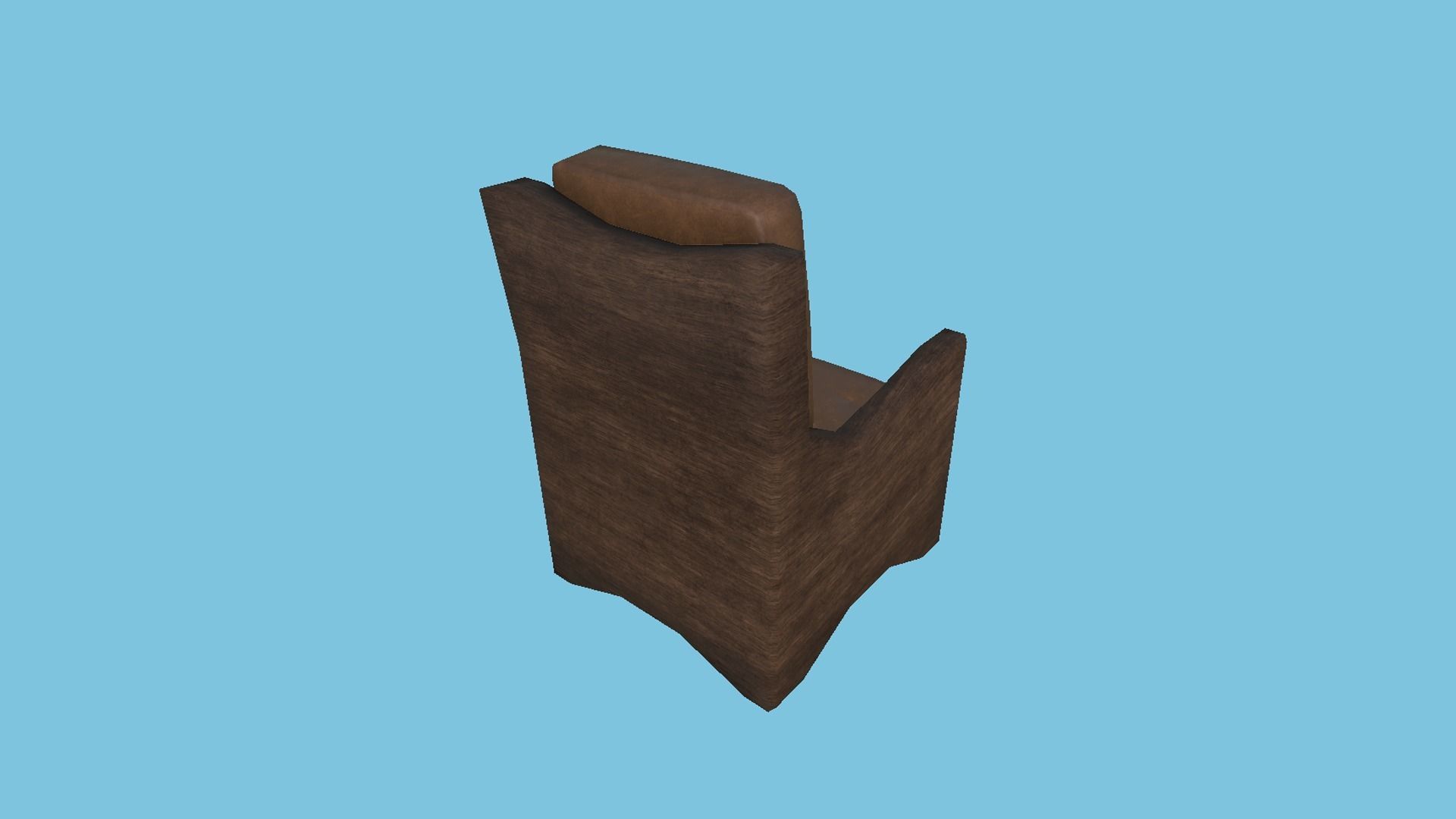 Brown Leather Armchair - Furniture Interior Design Low-poly 3D model_3
