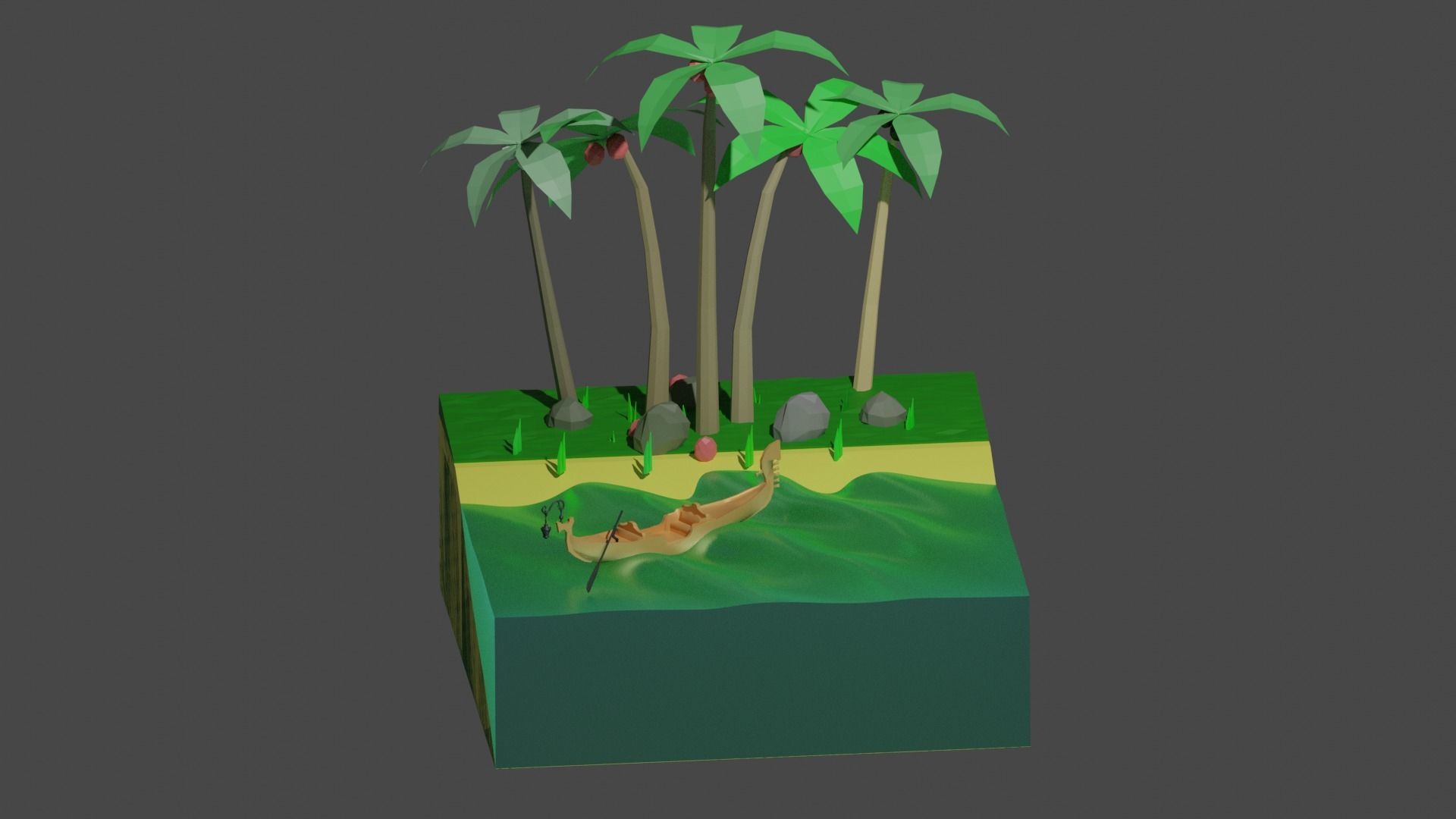 Mini island Free 3D model_0