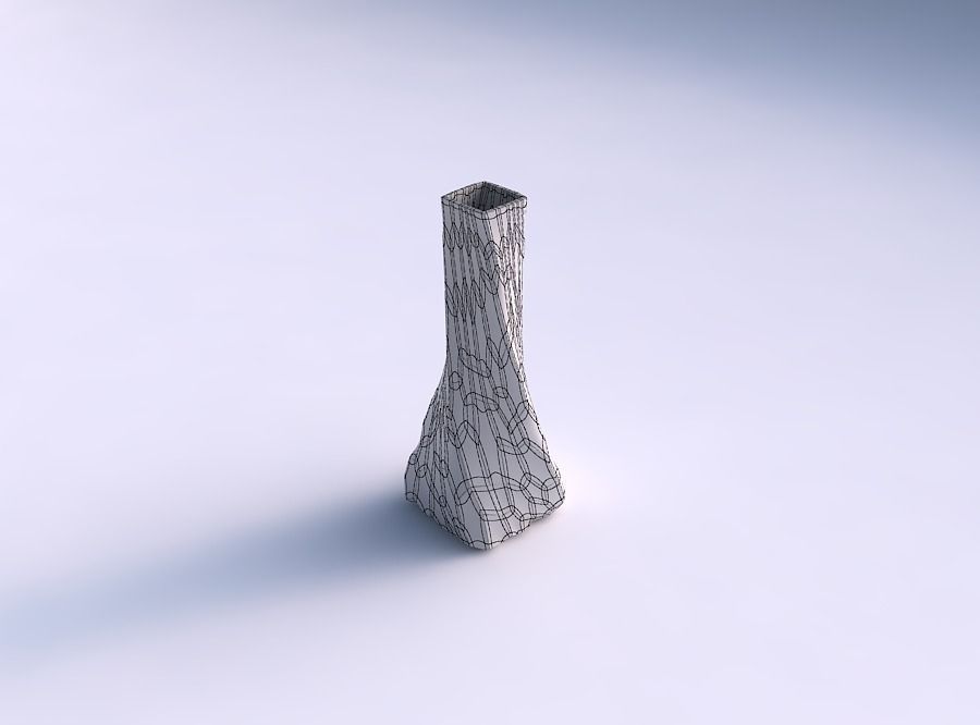 Vase twisted squeezed rectangle with fine organic cells 3D print model_5