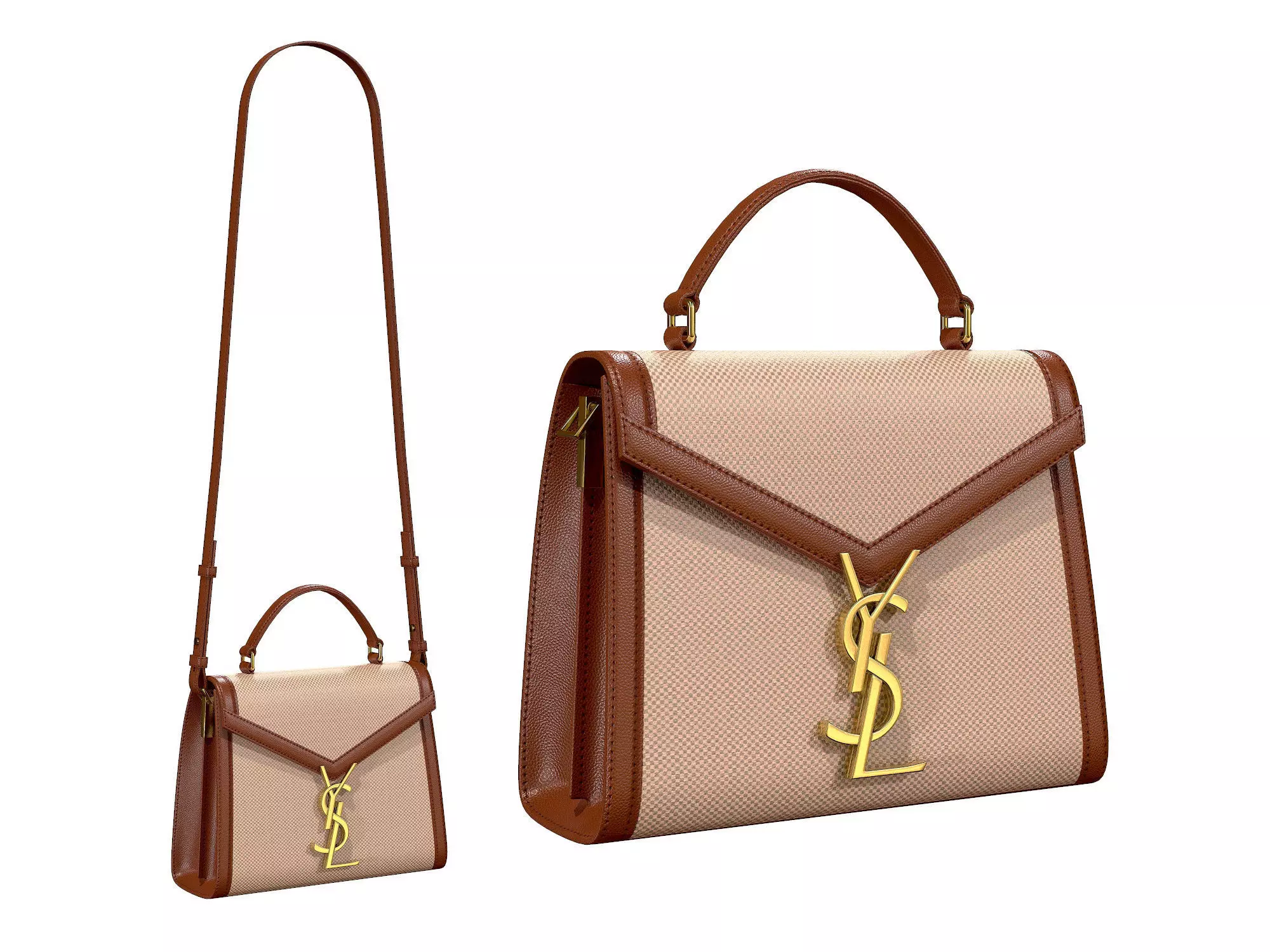 YSL Saint Laurent Cassandra Mini Top Bag Beige Low-poly 3D model
