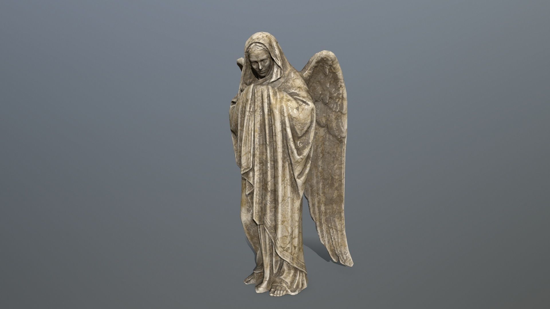 Angel Statue 1 Low-poly 3D model_1