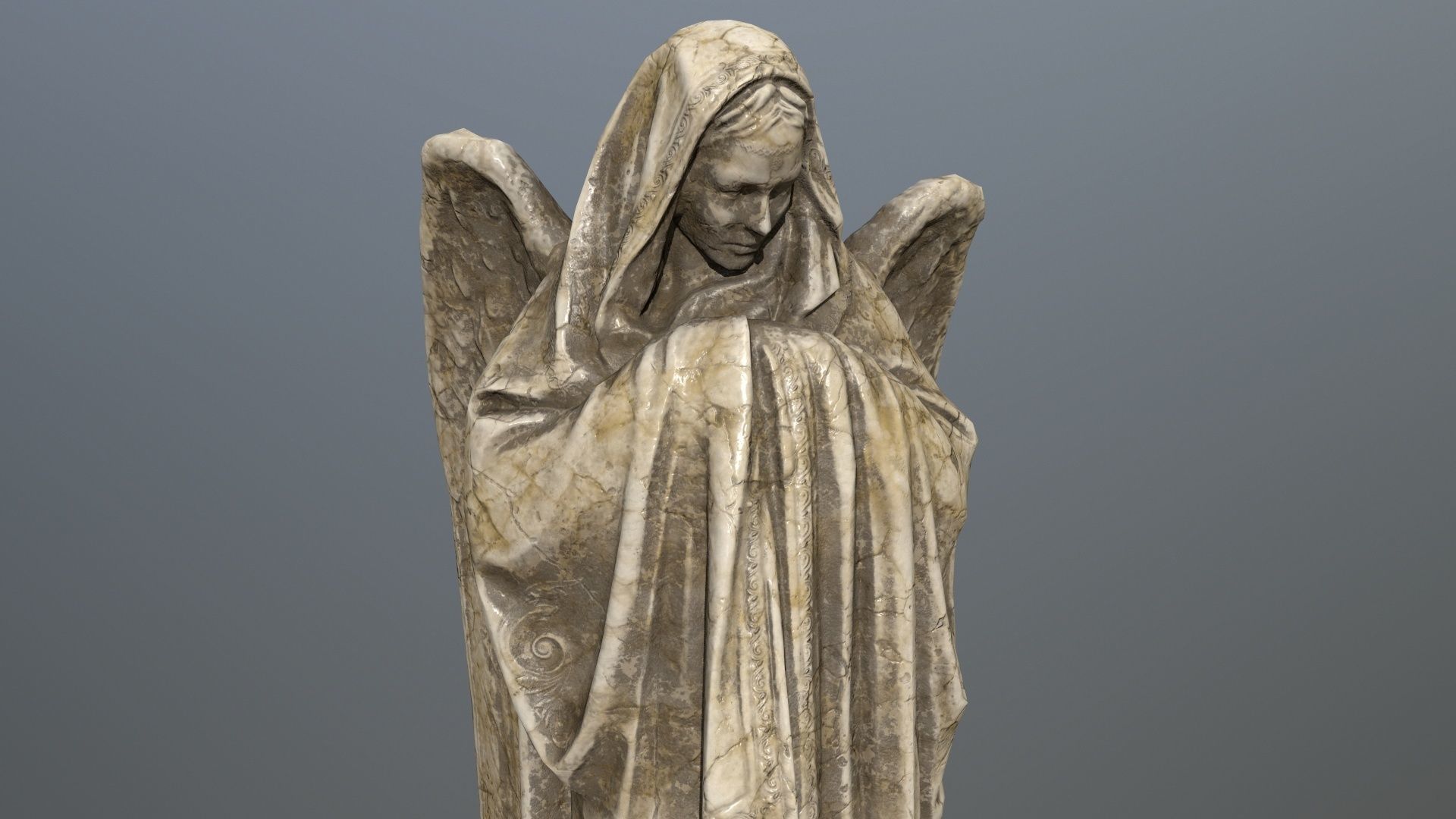 Angel Statue 1 Low-poly 3D model_7