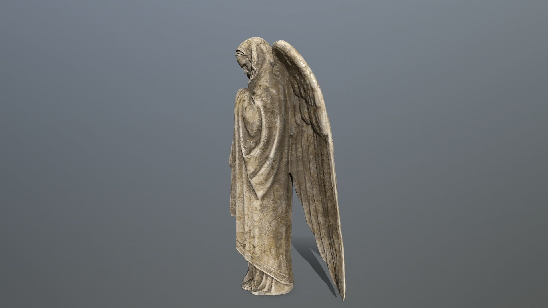 Angel Statue 1 Low-poly 3D model_2