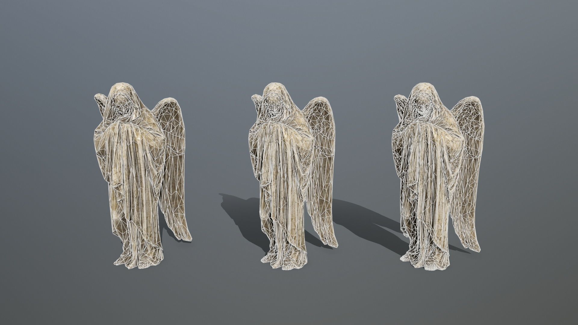 Angel Statue 1 Low-poly 3D model_9