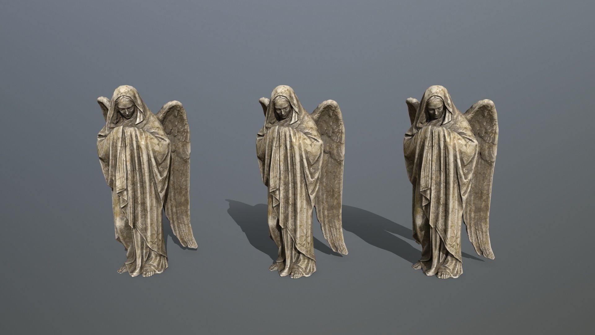 Angel Statue 1 Low-poly 3D model_8