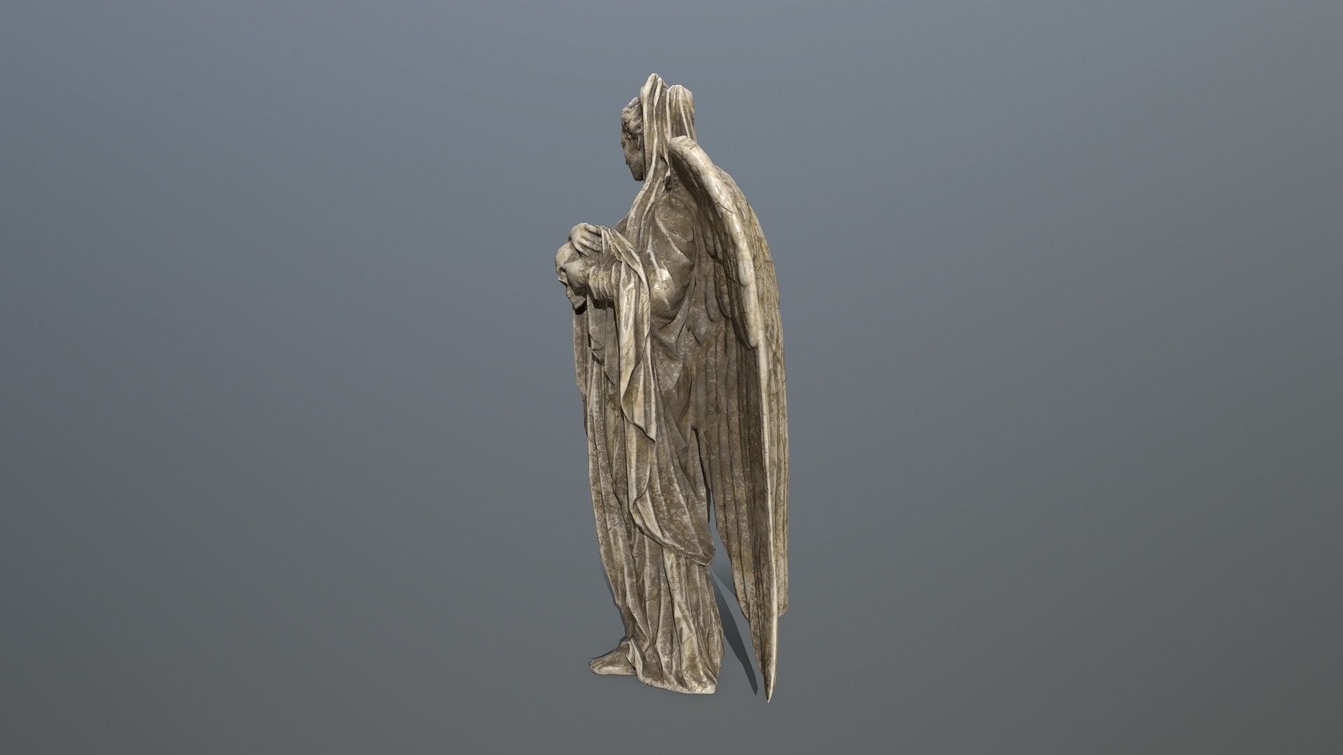 Angel Statue 2 Low-poly 3D model_2
