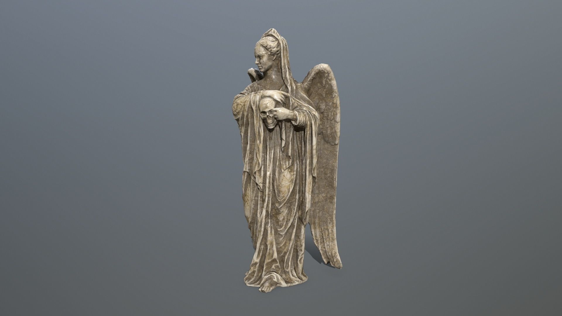 Angel Statue 2 Low-poly 3D model_1